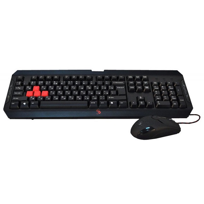 Клавиатура + мышь A4 Bloody Q1100 (Q100+S2) клав:черный/красный мышь:черный/красный USB Multimedia - картинка