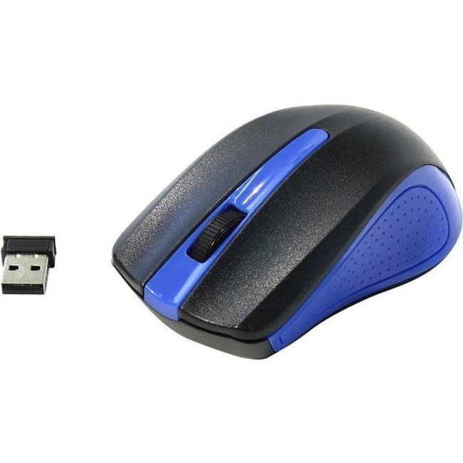 Мышь Oklick 485MW черный/синий оптическая (1200dpi) беспроводная USB (2but) - картинка