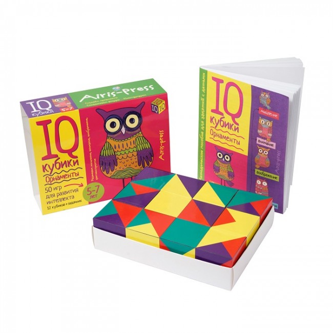 Кубики пластиковые 12шт Умные кубики Орнаменты 50 игр д/развития интеллекта 27489 - картинка
